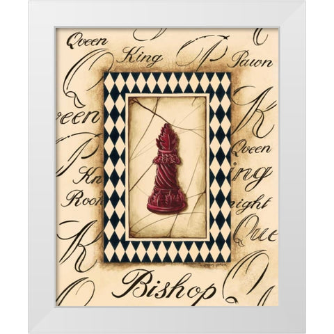 Chess Bishop White Modern Wood Framed Art Print by Gorham, Gregory