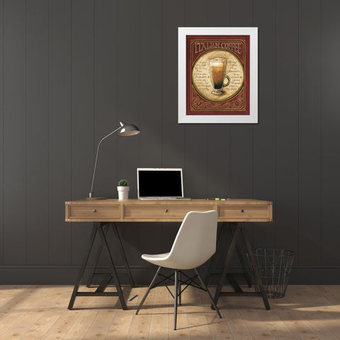 Italian Coffee White Modern Wood Framed Art Print by Gorham, Gregory