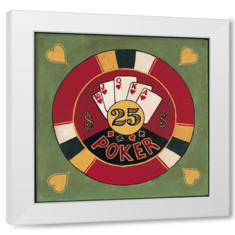 Poker - $25 White Modern Wood Framed Art Print by Gorham, Gregory