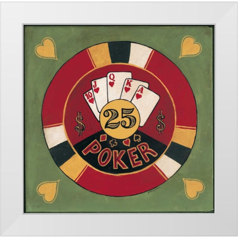 Poker - $25 White Modern Wood Framed Art Print by Gorham, Gregory