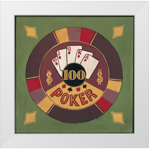 Poker - $I00 White Modern Wood Framed Art Print by Gorham, Gregory