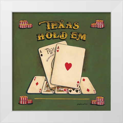 Texas Hold Em White Modern Wood Framed Art Print by Gorham, Gregory