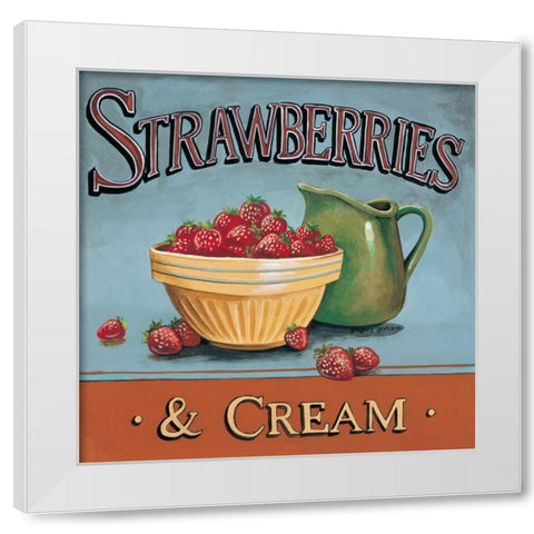 Strawberries and Cream White Modern Wood Framed Art Print by Gorham, Gregory