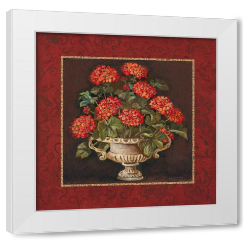 Geraniums I White Modern Wood Framed Art Print by Gorham, Gregory