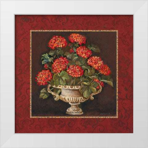 Geraniums I White Modern Wood Framed Art Print by Gorham, Gregory