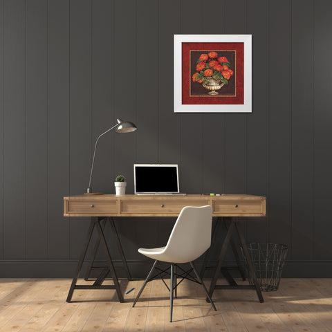 Geraniums II White Modern Wood Framed Art Print by Gorham, Gregory