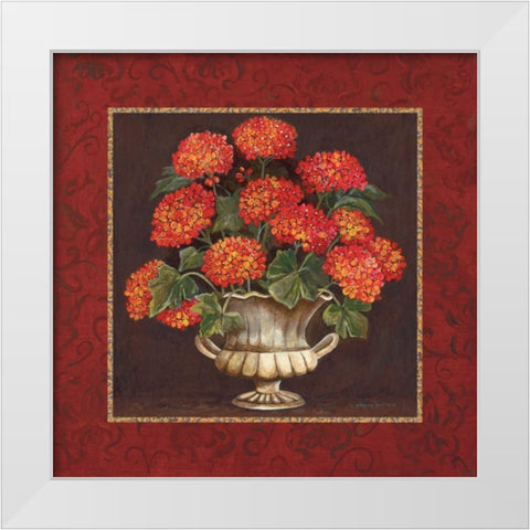 Geraniums II White Modern Wood Framed Art Print by Gorham, Gregory