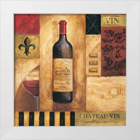 Chateau Vin Sq. White Modern Wood Framed Art Print by Gorham, Gregory