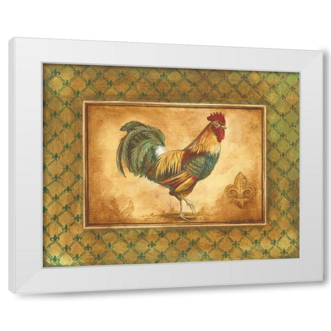 Country Rooster I White Modern Wood Framed Art Print by Gorham, Gregory