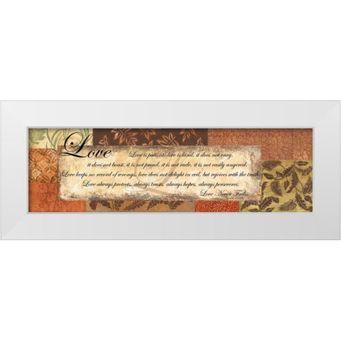 Love Never Fails - special White Modern Wood Framed Art Print by Gorham, Gregory