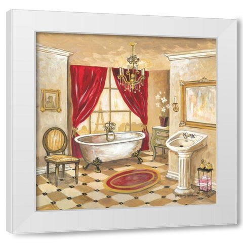 Parisian Bath White Modern Wood Framed Art Print by Gorham, Gregory