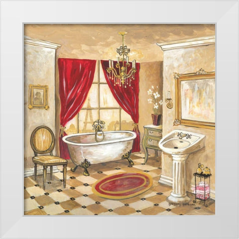 Parisian Bath White Modern Wood Framed Art Print by Gorham, Gregory