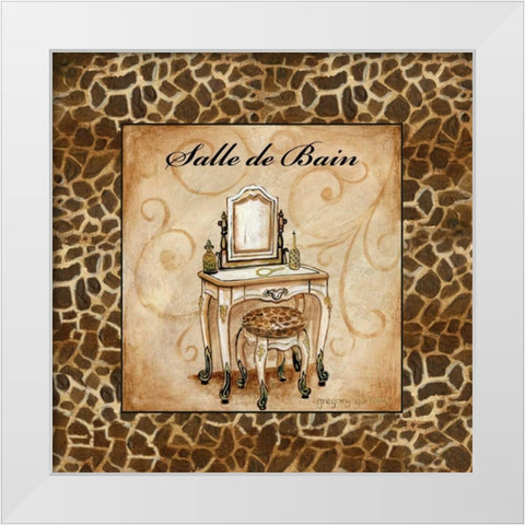 Giraffe Salle de Bain White Modern Wood Framed Art Print by Gorham, Gregory