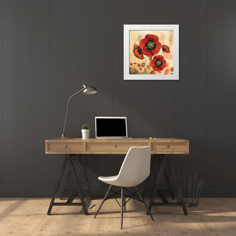 Big Red Poppies I White Modern Wood Framed Art Print by Gorham, Gregory