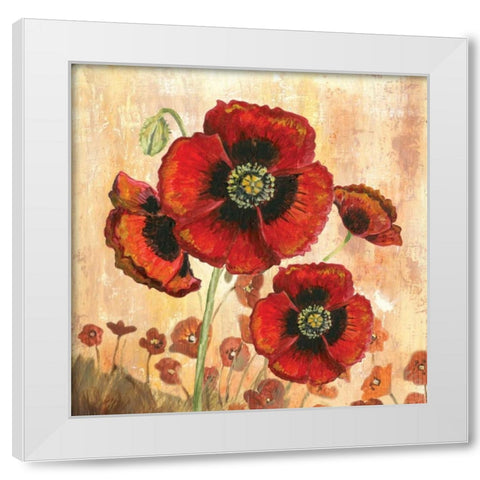Big Red Poppies I White Modern Wood Framed Art Print by Gorham, Gregory