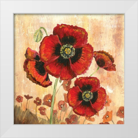 Big Red Poppies I White Modern Wood Framed Art Print by Gorham, Gregory