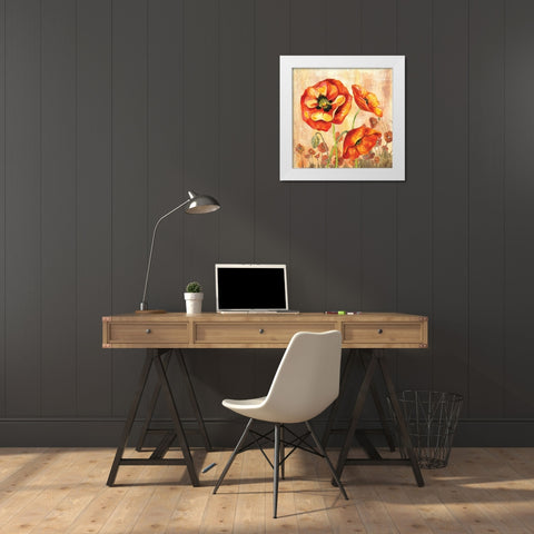 Big Red Poppies II White Modern Wood Framed Art Print by Gorham, Gregory