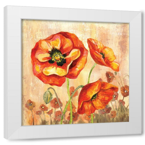 Big Red Poppies II White Modern Wood Framed Art Print by Gorham, Gregory