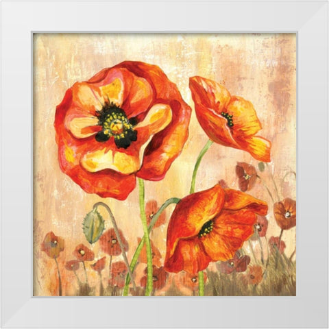 Big Red Poppies II White Modern Wood Framed Art Print by Gorham, Gregory
