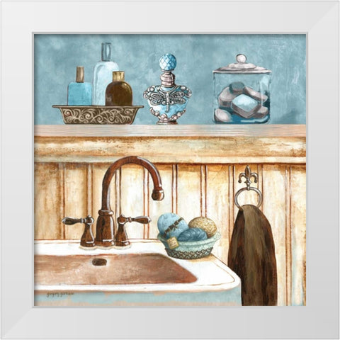 Blue Bath II White Modern Wood Framed Art Print by Gorham, Gregory