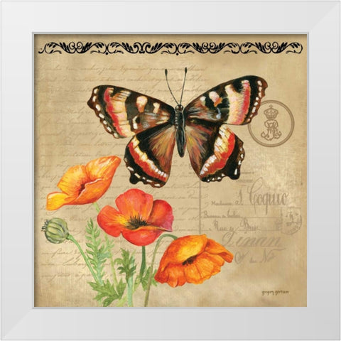 Butterfly White Modern Wood Framed Art Print by Gorham, Gregory