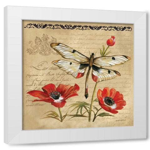 Dragonfly White Modern Wood Framed Art Print by Gorham, Gregory