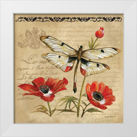Dragonfly White Modern Wood Framed Art Print by Gorham, Gregory
