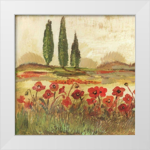 Poppy Field II White Modern Wood Framed Art Print by Gorham, Gregory