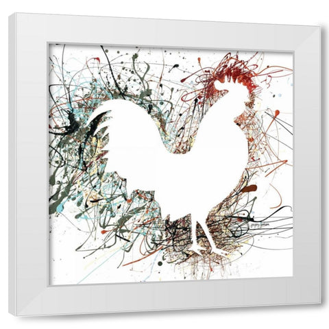 Party Rooster I White Modern Wood Framed Art Print by Gorham, Gregory