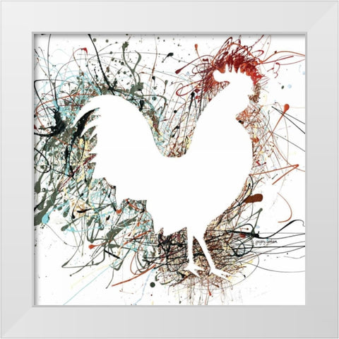 Party Rooster I White Modern Wood Framed Art Print by Gorham, Gregory
