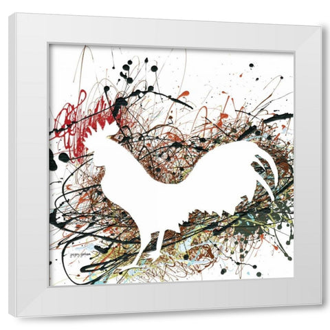 Party Rooster II White Modern Wood Framed Art Print by Gorham, Gregory