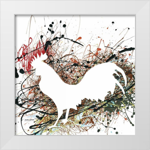 Party Rooster II White Modern Wood Framed Art Print by Gorham, Gregory