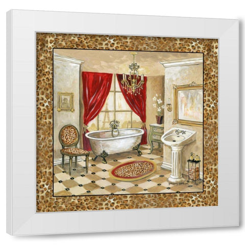 Leopard Parisian Bath II White Modern Wood Framed Art Print by Gorham, Gregory