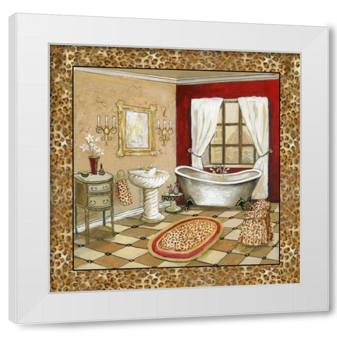 Leopard Florentine Bath II White Modern Wood Framed Art Print by Gorham, Gregory