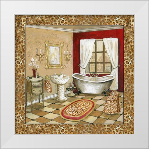 Leopard Florentine Bath II White Modern Wood Framed Art Print by Gorham, Gregory