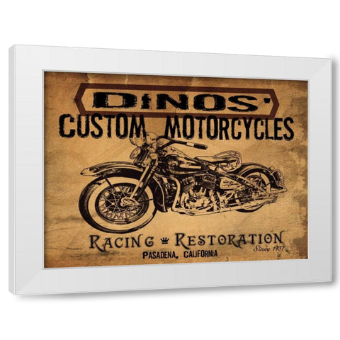 Dinos Motorcycles White Modern Wood Framed Art Print by Giacopelli, Jason