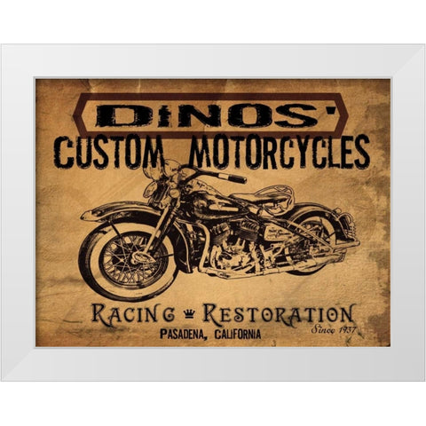 Dinos Motorcycles White Modern Wood Framed Art Print by Giacopelli, Jason