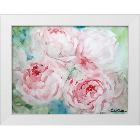 Pink Peonies I White Modern Wood Framed Art Print by Giltner, Paula