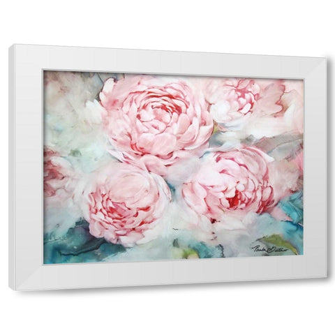 Pink Peonies II White Modern Wood Framed Art Print by Giltner, Paula