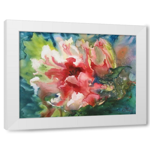 Parrot Tulips I White Modern Wood Framed Art Print by Giltner, Paula