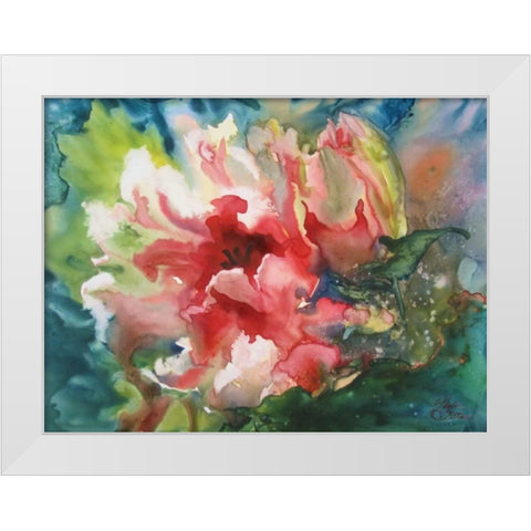 Parrot Tulips I White Modern Wood Framed Art Print by Giltner, Paula