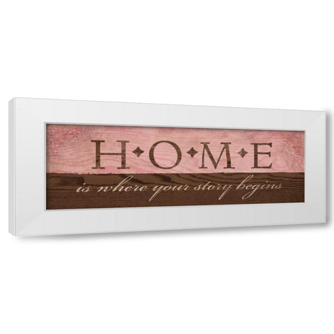 Home in Pink White Modern Wood Framed Art Print by Harbick, N