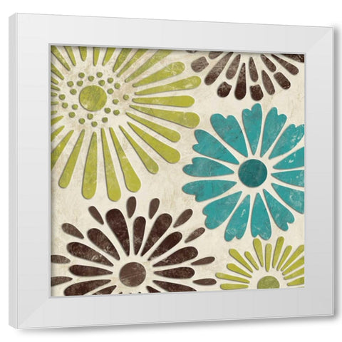 Stencil Flowers I White Modern Wood Framed Art Print by Harbick, N
