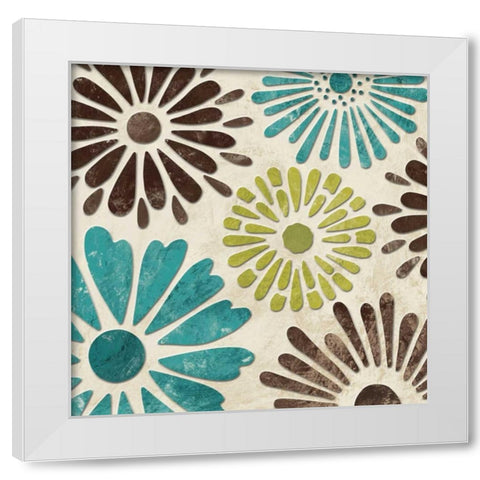 Stencil Flowers II White Modern Wood Framed Art Print by Harbick, N