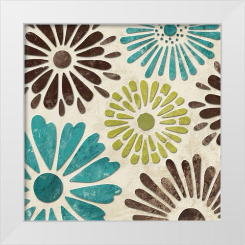 Stencil Flowers II White Modern Wood Framed Art Print by Harbick, N