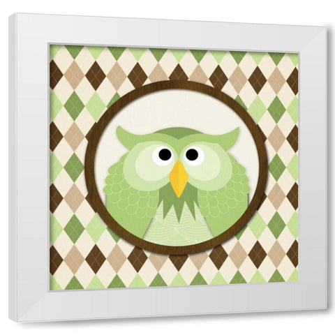 O is for Owl III White Modern Wood Framed Art Print by Harbick, N