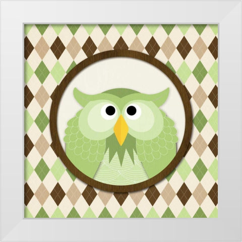 O is for Owl III White Modern Wood Framed Art Print by Harbick, N