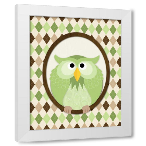 Sitting Owl III White Modern Wood Framed Art Print by Harbick, N