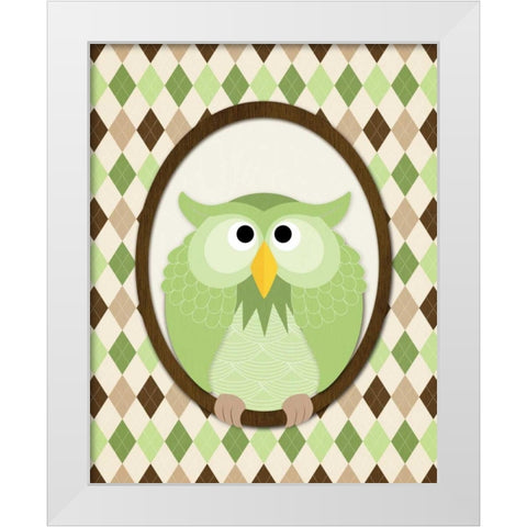 Sitting Owl III White Modern Wood Framed Art Print by Harbick, N