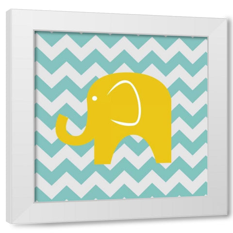 Chevron Elephant White Modern Wood Framed Art Print by Harbick, N